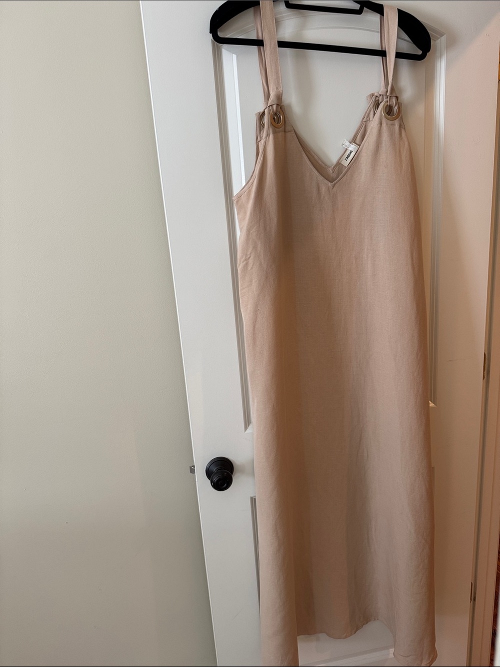 L'AGENCE Beige Maxi Dress with Ring-Detail Straps